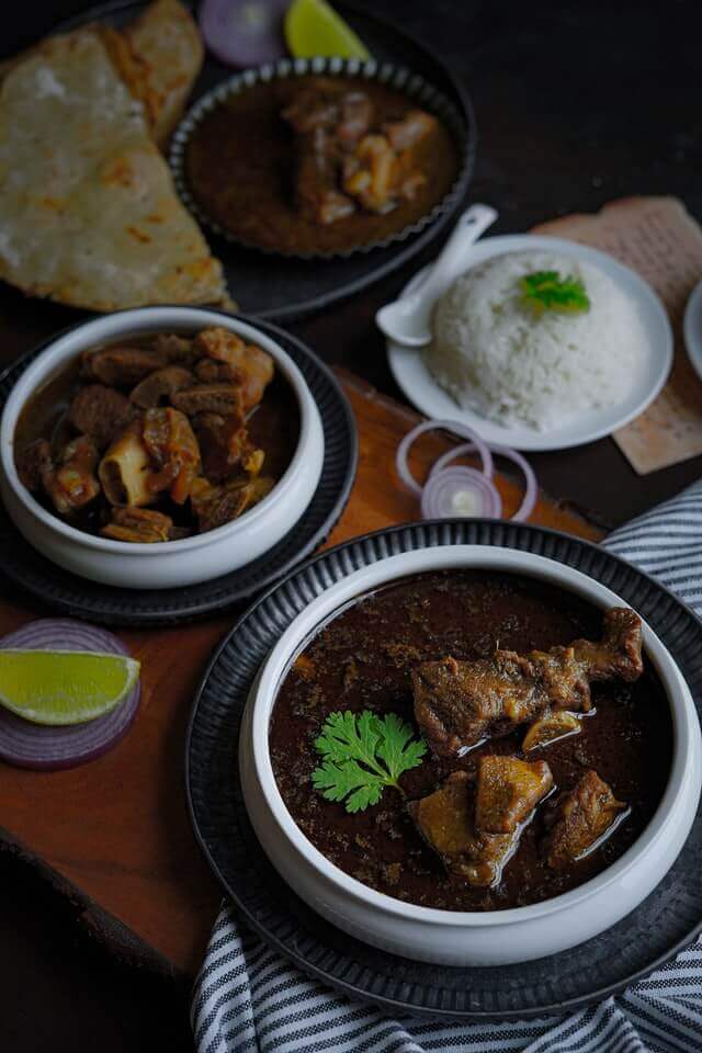 Flawless Mutton Masala - Indian Curry with rice and naan